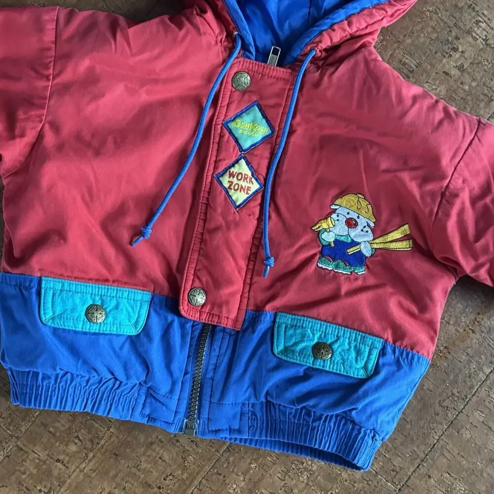 Vintage Oshkosh Kids Sz 24 Months 90s Puffer Winter Coat Multicolor